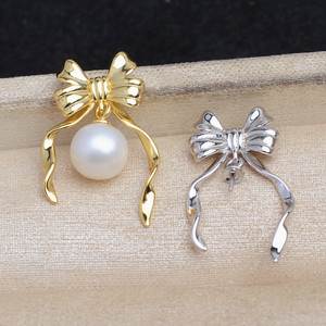 Accesorios Wenchi para Manualidades, Colgante de Plata S925 con Forma de Lazo, Soporte Vacío para Perlas, Serie 5830, Modelo 13533 - Product Image 1