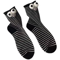 Chaussettes en coton drôles pour femmes quatre saisons noir blanc grands yeux Cyber célébrant dessin animé 3D équipage bijoux pour femmes chaussettes bas