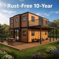 Casa Contenedor Expandible de Lujo de Dos Pisos con Cocina Exterior y Terraza Amplia para Vivienda Segura en Casos de Emergencia en Islas