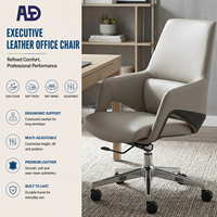 Chaise de bureau de direction Aston S-080B, moderne, luxueuse, ergonomique, dossier haut, cuir véritable, hauteur réglable, pivotante, structure chromée