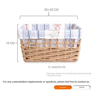 Cesta de Almacenamiento de Cuerda de <span class=keywords><strong>Papel</strong></span> Tejida a Mano con Forro Floral a Cuadros Extraíble, Organizador Rectangular Estilo Rústico, Venta al por Mayor, Personalizable - Product Image 3