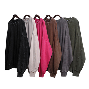 Fabricante de ropa de calle peso pesado en blanco Vintage lavado ácido peso pesado sudadera en blanco logotipo personalizado hombres Sudadera de cuello redondo - Product Image 4