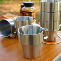 Juego de Tazas de Café de Acero Inoxidable Ecológico, Aislamiento Térmico de 6 Horas, Apto para Agua Hirviendo, Agarre Ergonómico, para Oficina y Camping