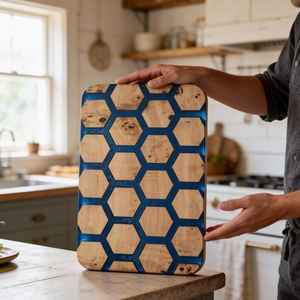 เขียงไม้เรซิ่นแข็งแรง ผลิตจากไม้กระถินเทศและไม้มะม่วง ออกแบบมาเพื่อความมั่นคง ความหนา และความสม่ำเสมอ - Product Image 4