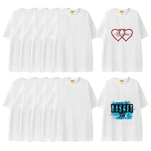 Camiseta DIY de sublimação branca para crianças, camiseta de manga curta para homens e mulheres, camiseta confortável