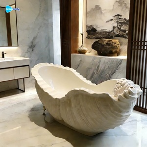 Nuova Vasca <span class=keywords><strong>da</strong></span> Bagno in Pietra Europea a Forma di Conchiglia, Intagliata a Mano, per Bagno e <span class=keywords><strong>Giardino</strong></span> - Product Image 3