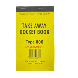 Libros de expediente impresos personalizados, 100 <span class=keywords><strong>hojas</strong></span> por libro de una sola pieza con números grandes con hoja de reclamación para restaurante australiano - Product Image 1