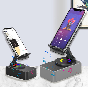 Support de téléphone portable portable avec fil <span class=keywords><strong>Bluetooth</strong></span> Woofer haut-parleur amplificateur bureau support de téléphone portable avec haut-parleur intégré et lumières - Product Image 1