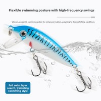 Leurre Artificiel Micro-organisme Type Requin, Affleurant, en Plastique Imprimé, Appât Dur Bionique avec Hameçons pour Eau Douce, Achigan et Poisson-sonde