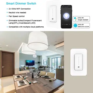 Tuya 3 voies Smart LED interrupteur de lumière wifi à intensité variable/interrupteur de lumière de gradateur mural Wifi intelligent