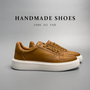 Sneakers plateforme en cuir véritable et tissu maillé perforé, antidérapantes, faites à la main, pour un usage quotidien, pour les hommes branchés, vie urbaine - Product Image 4