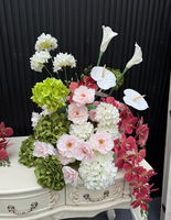 QSBD 2026 Neuer Trend Hochzeits-Tischdekoration Weiße Rosa Blumenkugel Maßgefertigte Weiße Calla-Lilie Echte Orchideen-Arrangement-Deko
