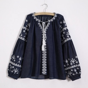 Blusas <span class=keywords><strong>de</strong></span> Algodón con Bordado <span class=keywords><strong>de</strong></span> <span class=keywords><strong>Flores</strong></span> Estilo Bohemio para Mujer - Product Image 5