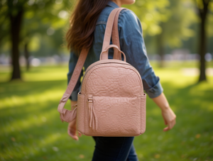 Zaino da Donna in Pelle Sintetica Microfibra Effetto Litchi con Chiusura a Cerniera per Uso Quotidiano Tutte le Stagioni - Product Image 2