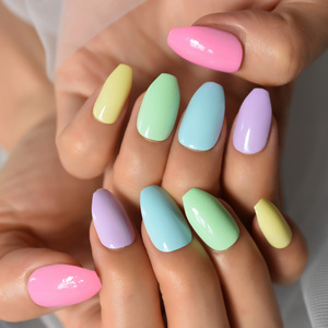 <span class=keywords><strong>Uñas</strong></span> Postizas Brillantes de Colores Mixtos, Diseño Corto Tipo Ataúd, <span class=keywords><strong>Uñas</strong></span> Acrílicas <span class=keywords><strong>para</strong></span> Manicura DIY de Salón, Estilo Simple - Product Image 3