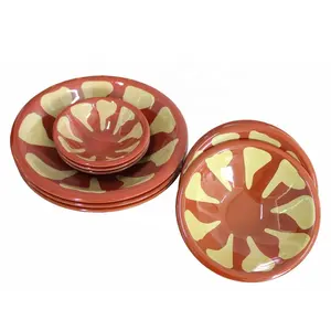 阿拉伯风格三聚氰胺客户设计圆形阿拉伯碗套装多尺寸搅拌碗套装防滑窝碗