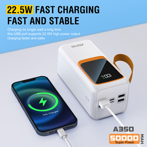 Aspor <span class=keywords><strong>A350</strong></span> 22,5 W <span class=keywords><strong>Precio</strong></span> de fábrica 50000mAh Banco de energía caliente Carga rápida Móvil OEM 50000mAh Cargador portátil Banco de energía al por mayor - Product Image 2