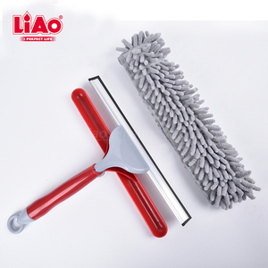 LiAo 2 in 1 Double Sided Glass <strong>Window</strong> <strong>Cleaning</strong> <strong>Brush</strong> with Rubber Squeegee and Microfiber Cleaner - Product Image 2