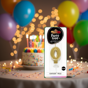 Vela de Cumpleaños con Número 0 Dorado de 4.5 cm, Party Love - Product Image 3