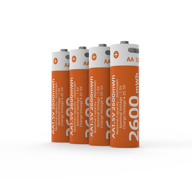 Usb Rechargeable Batteries Portable 1.5v 2600mWh Lithium Ion Type-c Size AA AAA Usb Cell Rechargeable Battery