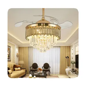 Lampu plafon Led, lampu langit-langit kristal tembaga kamar tidur Vintage dapat ditarik dekoratif desainer Modern baru