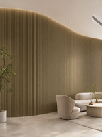 Panneau acoustique décoratif en MDF écologique à lattes, réduction du bruit 0.8 pour projets d'aménagement intérieur modernes (bureaux, hôtels, chambres, appartements)