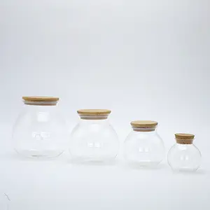 Set 3 toples penyimpanan kaca borosilikat Bening, toples kue penyimpan herbal kaca antik dengan tutup kaca kedap udara