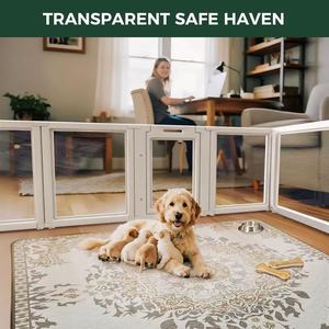 Venta caliente acrílico transparente plástico perro corralito interior mascota pluma fácil montar valla perro jaula perrera jaula mascota casa - Product Image 4