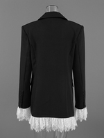 Manteau de costume élégant pour femme, style automne, en dentelle blanche unie, à bouton unique, col cranté, respirant