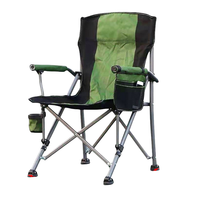 Chaise de camping d'extérieur pliable en métal avec accoudoirs rembourrés et porte-gobelet pour patio, plage et voyage
