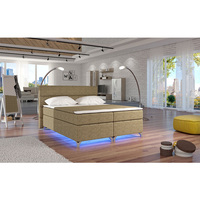 Meubles de chambre à coucher d'intérieur modernes en tissu de haute qualité Lit double à sommier en tissu grande taille avec lumières LED