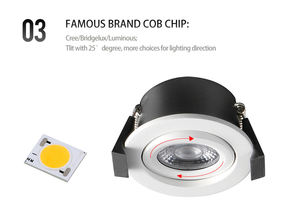 Petit <span class=keywords><strong>spot</strong></span> lumineux <span class=keywords><strong>led</strong></span> <span class=keywords><strong>encastrable</strong></span> anti-éblouissement, <span class=keywords><strong>mini</strong></span> <span class=keywords><strong>spot</strong></span> réglable avec ambiance, 50mm, 3W - Product Image 6