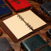 Carnet rétro européen nautique A5 en cuir PU, agenda à feuilles mobiles, cadeau promotionnel, papier kraft vintage, carnet de dessin, journal, ajouter un logo