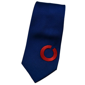 Corbata con logotipo bordado personalizado, corbata con clip bordada a máquina, corbata preatada de grogrén azul marino con agujeros <span class=keywords><strong>para</strong></span> botones, corbata fácil de quitar - Product Image 5