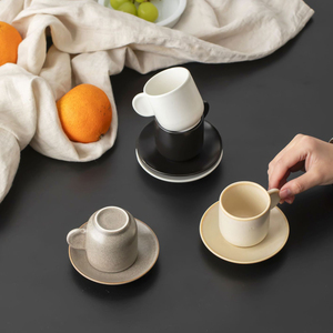 Unique Handle <b>Small</b> Ceramic Coffee <b>Cup</b> and Saucer 100ml Espresso <b>Cup</b> Set - Product Image 2