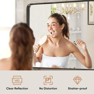 Espejo de Vanidad con Marco de Aleación de Aluminio Negro DUMOS, 36x24 Pulgadas, Rectangular, Acabado Mate, Moderno, para Baño, Montado en la Pared, para Maquillaje - Product Image 2