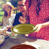 Assiettes en papier holographiques jetables de luxe modernes rouges et dorées de 12 pouces, lot de 5 pièces pour anniversaires, mariages, pique-niques en famille et fêtes