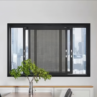 Ventana Corredera de Aluminio para Balcón de Dormitorio, Aislamiento Térmico, Vidrio Hueco, Ventanas Correderas con Mosquitera