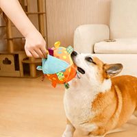 Nouveau produit : jouet à mâcher pour chien en peluche courte colorée, balle interactive avec clochettes pour chiots et chiens de petite, moyenne et grande taille