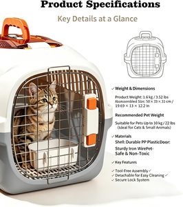 Grand transporteur extérieur en plastique PP pour animaux de compagnie, cage de voyage élégante pour chat et chien, panier de transport extérieur pour animaux de compagnie - Product Image 3
