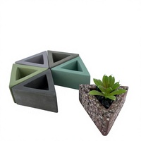 Pot à plantes succulentes en béton géométrique triangulaire, surface lisse, pot décoratif pour bureau et maison