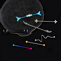 2025 plomb l'acier inoxydable Cool industriel haltère barre d'oreille Piercing Cartilage boucle d'oreille boîte d'expédition bijoux en gros