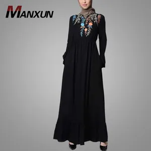 नई आगमन काले कढ़ाई दुबई Abaya फैशन Manxun Abaya महिलाओं तुर्की मुस्लिम पोशाक