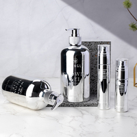 Luxe personnalisé 30ml-60ml PET clair cosmétique soin de la peau verre Lotion pompe bouteille aluminium métal pulvérisateur vide conception cylindre