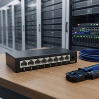 Switch de Red Gigabit de 8 Puertos 10/100/1000Mbps, Metálico, de Escritorio, 16Gbps, Plug and Play, QoS, Apilable, para Hogar, Oficina, Cámara IP