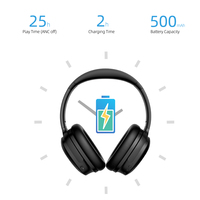 Casque audio ANC sans fil Bluetooth pour les voyages, l'utilisation de téléphones mobiles et le jeu