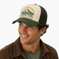 Casquette de camionneur en daim bicolore avec patch tissé personnalisé pour la randonnée, le camping et les voyages