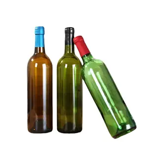 Antique 750ml clear red green color bordeaux bottles empty red wine bottles