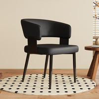 Chaise de salle à manger minimaliste en cuir PU, style moderne du milieu du siècle, luxe léger, accoudoirs et dossier, structure métallique démontable, pour la maison