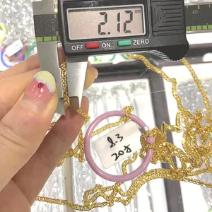 Pemasok emas 18k kalung rantai emas 2.1mm 18kt kalung rantai gandum pinggang emas padat untuk wanita